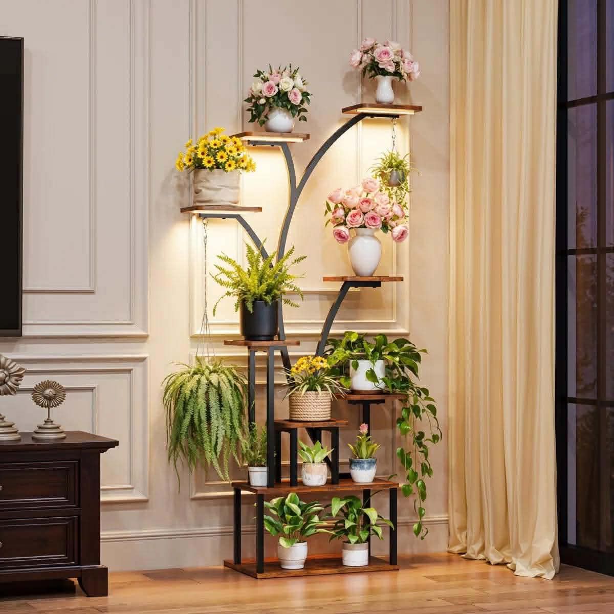 64" Plant Stand with Grow Lights - 9 Tiered Plant Shelf Indoor