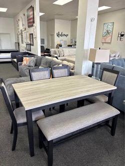 Solid wood Dining table  with 4 chairs and bench 60x36x30" only $399