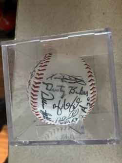 Collectible baseball items, dusty Baker and Reds team sign ball Bo Jackson and Rob Dibble Kenner  figures