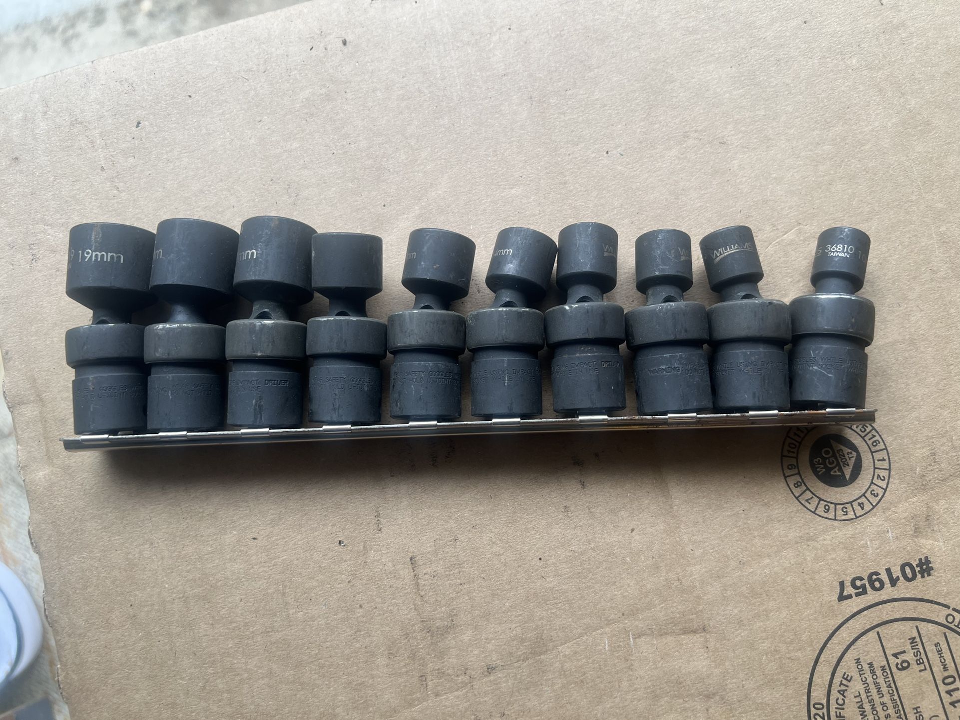 Williams Swivel Impact Socket Set 10 mm-19mm