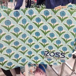 Beautiful Blue Flower Designed Reuseable Bag