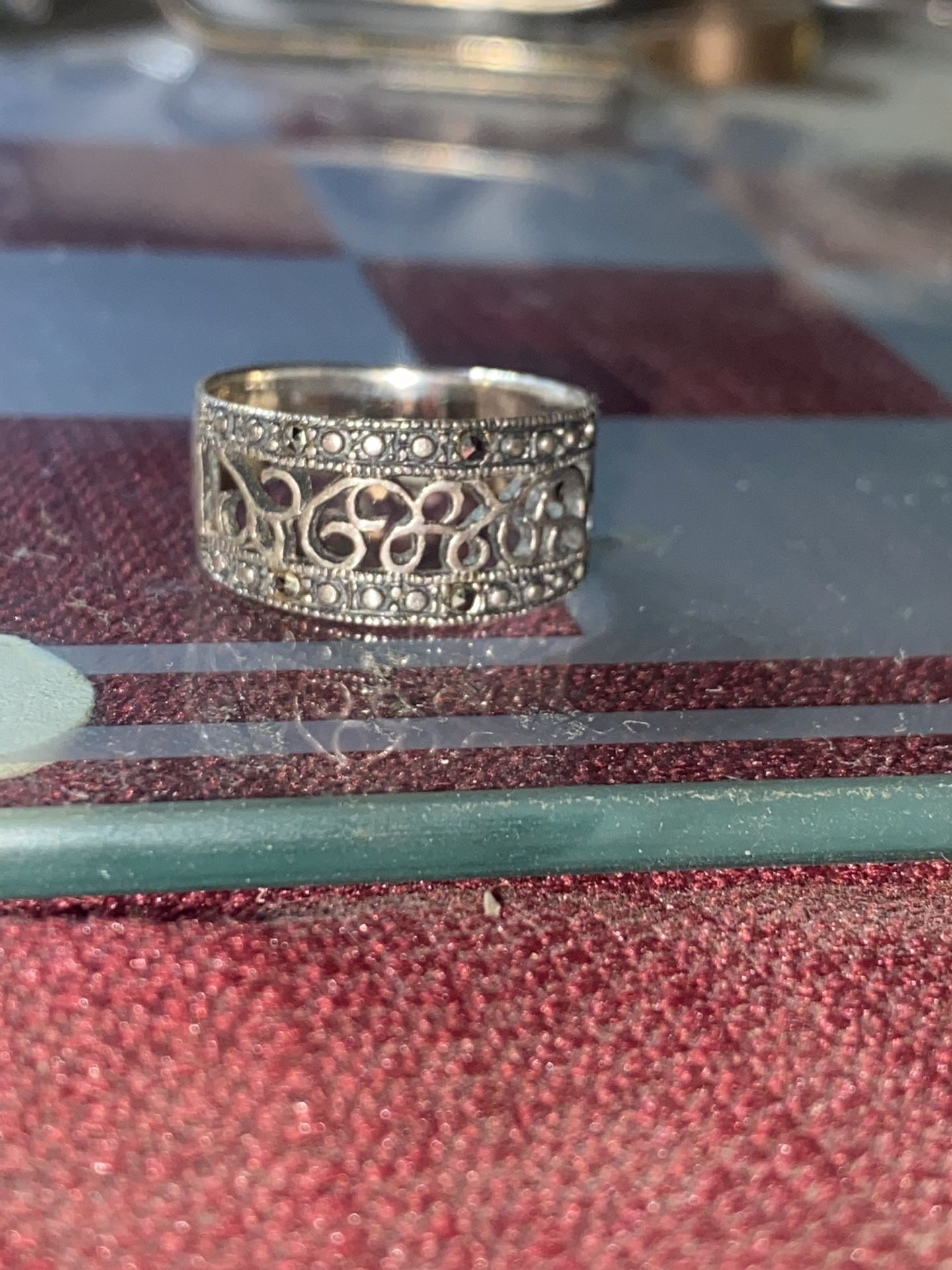 Very nice Sterling silver stamp CWRWC with black mag tight size 7 ring
