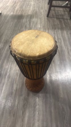 Handmade African Djembe Drum – Solid Wood – Natural Goat Skin – 10” x 20”