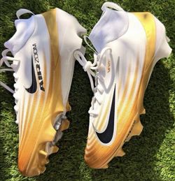 Brand new Nike Air Zoom Vapor Pro 1 Football Cleats White Gold Men Size 10.5, 13