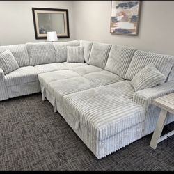 CORDUROY sleeper sectional In GREY 😏🩶 FAST DELIVERY!!! 🚚 