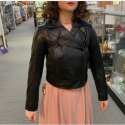Coach Black Moto Zipper Biker Jacket Leather XS