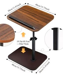 Compact Mobile Side Table / Laptop Stand – Adjustable Rolling Desk