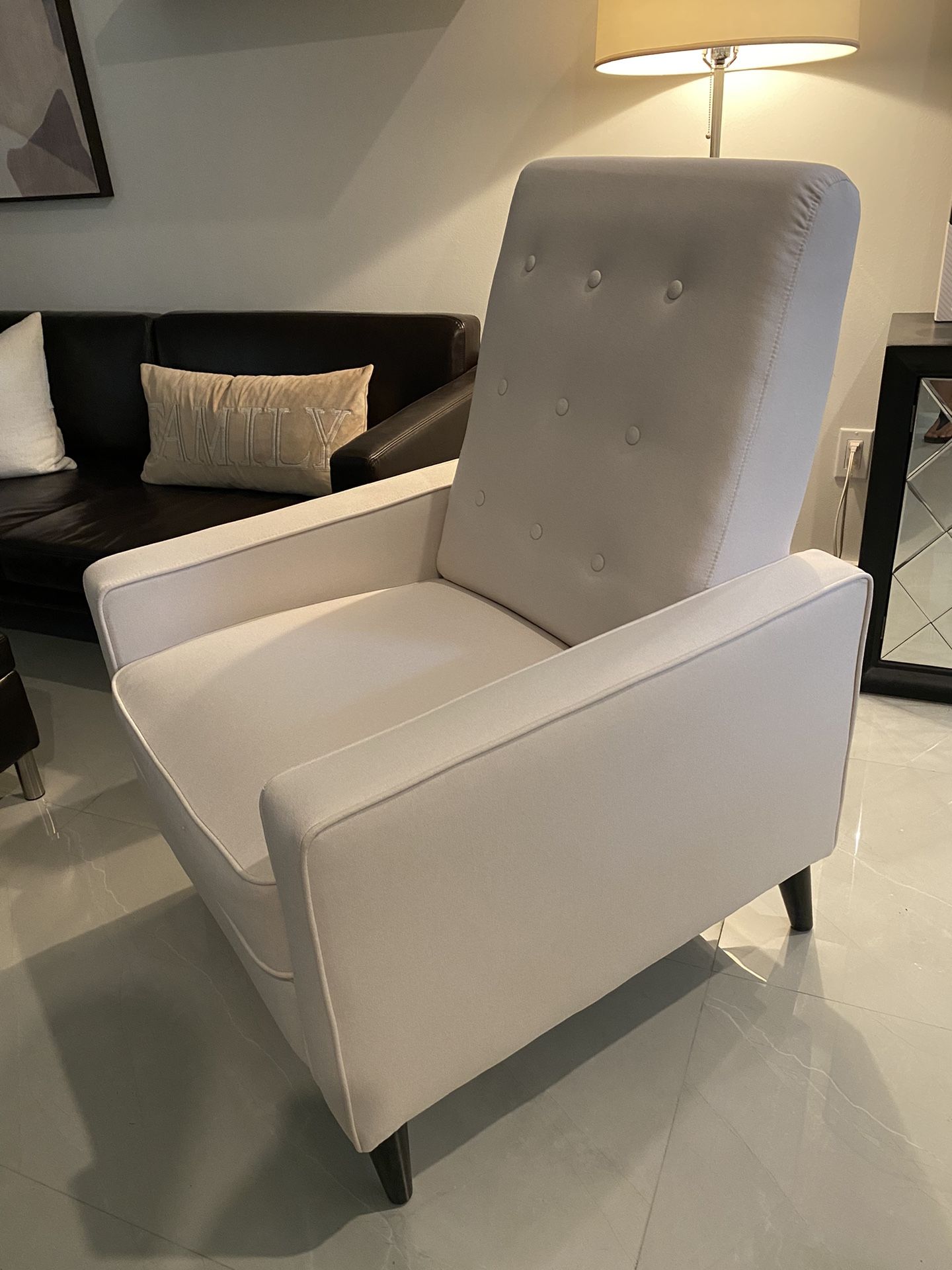 Cream Fabric Recliner 