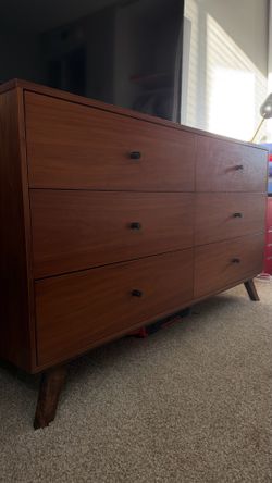 Mid-Century Modern Walnut 6-Drawer Dresser