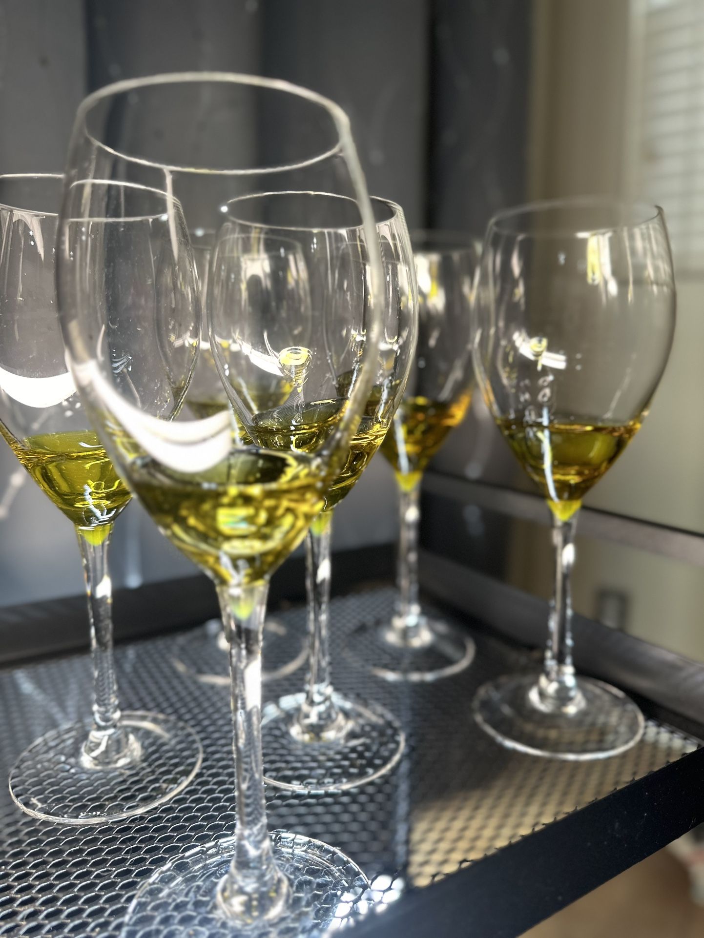 Set of 6 Yellow Stemware Wine Glasses