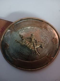 Tony Lama Signed Collectible German Silver & Bronze Belt Buckle