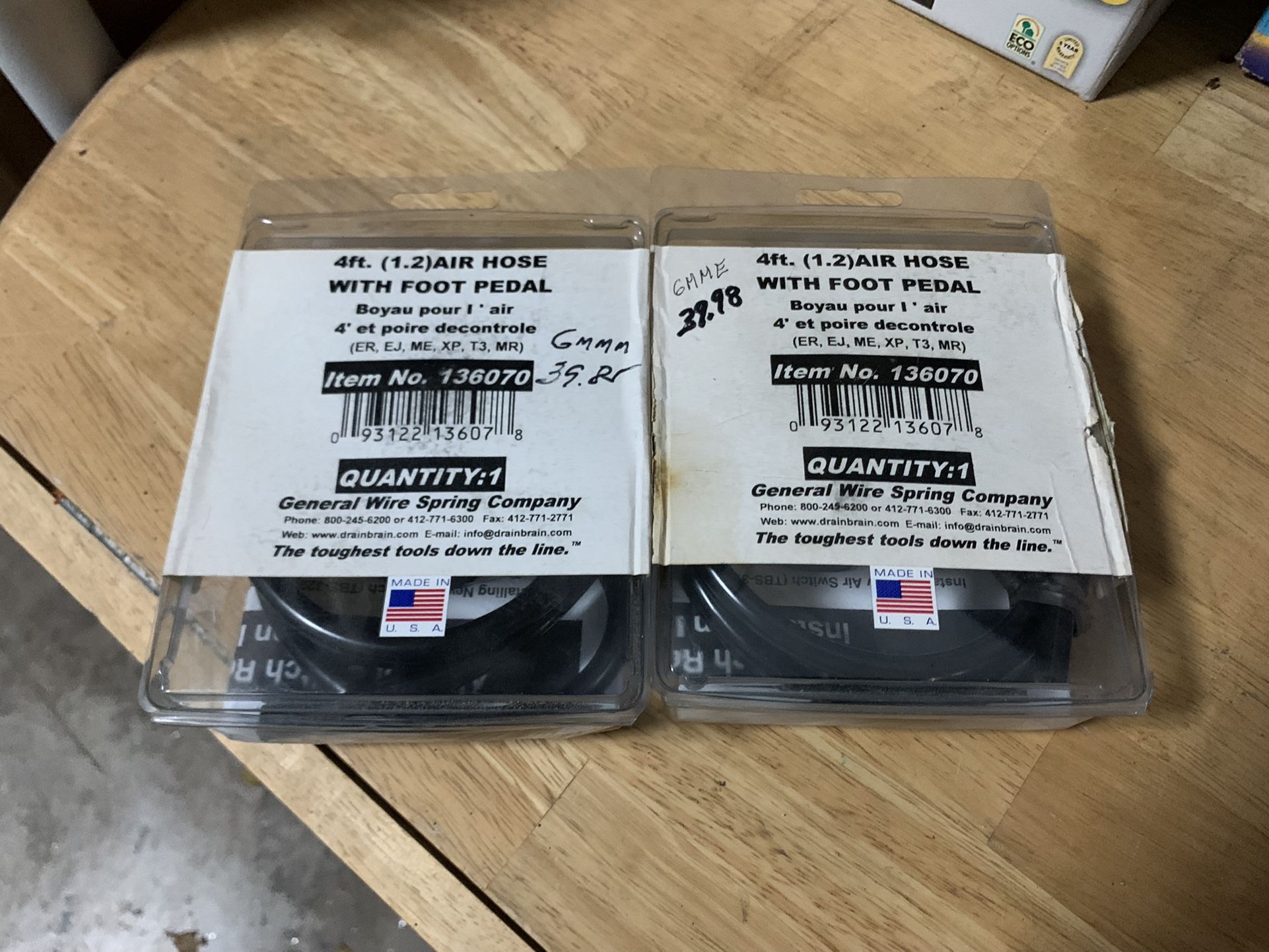 2 General Wire 4’ Air Hose W/foot Pedal 