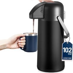  New-Coffee Carafe for Keeping Hot - Gezoss 102OZ / 3L Airpot Coffee Dispenser with Pump - Large Coffee Thermos for Hot Drinks Tea Liquid - Insulated 