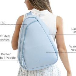 VETTA  Light Blue Neoprene Pickleball Bag – XL Crossbody Sling Backpack – 