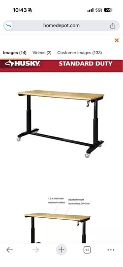 Husky adjustable work bench 46” x 24” $150 OBO