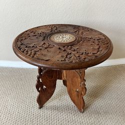 Vintage Hand Carved Asian Mini Accent Table Plant Stand