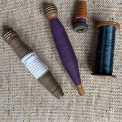 Antique Industrial Textile Mill Bobbins Spooks With Thread