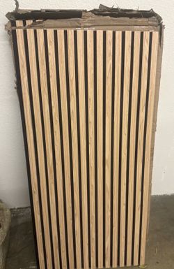 Acoustic Wood Slat Wall Panels (Set of 4) – 47”x24” Oak Finish, Sound-Absorbing Accent / Studio Backdrop