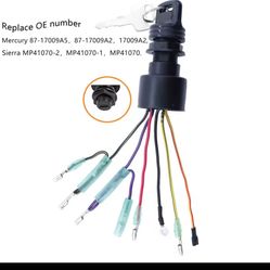 Boat Ignition (87-17009A5) Switch w/key for Mercury Mariner Outboard Motor Control Box 3 Position 6 Wire Connectors 87-17009A2