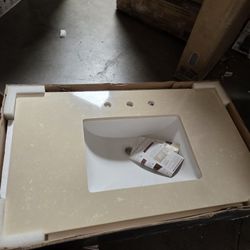  Collection
37 in. W x 22 in. D Cultured Marble Rectangular Undermount Single Basin Vanity Top 