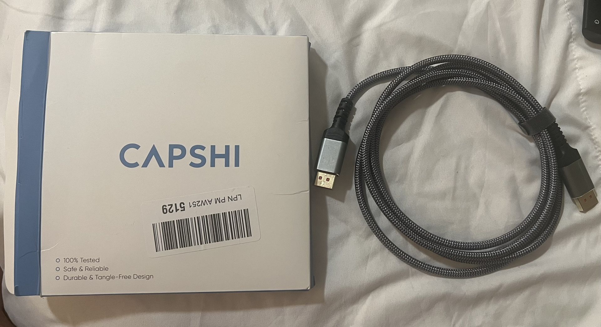 Capshi 8K 4K DisplayPort Cable 1.4, 6.6FT DP Cord (VESA Certified, 8K@60Hz, 4K@144Hz, 2K@240Hz/165Hz), 32.4Gbps High Speed Display Port Cable for Gami