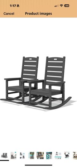 New in box SERWALL Outdoor Rocking Chair Set of 2, Oversized Rocking Chair with Footboard for Adults, HDPE All Weather Resistant Rocking Chairs for Pa