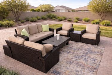 Outdoor Patio Rattan Conversation Set Brown *New*