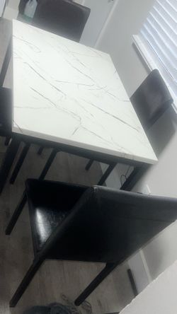 Dining Room Table Marble Top 4 chairs