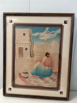 Vintage 1992 Figi Graphics 3D Cast Paper Art "Song of the Morning" by Priscilla - Framed