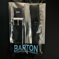 BARTON Elite Silicone Black Watch Band 22mm Quick Release