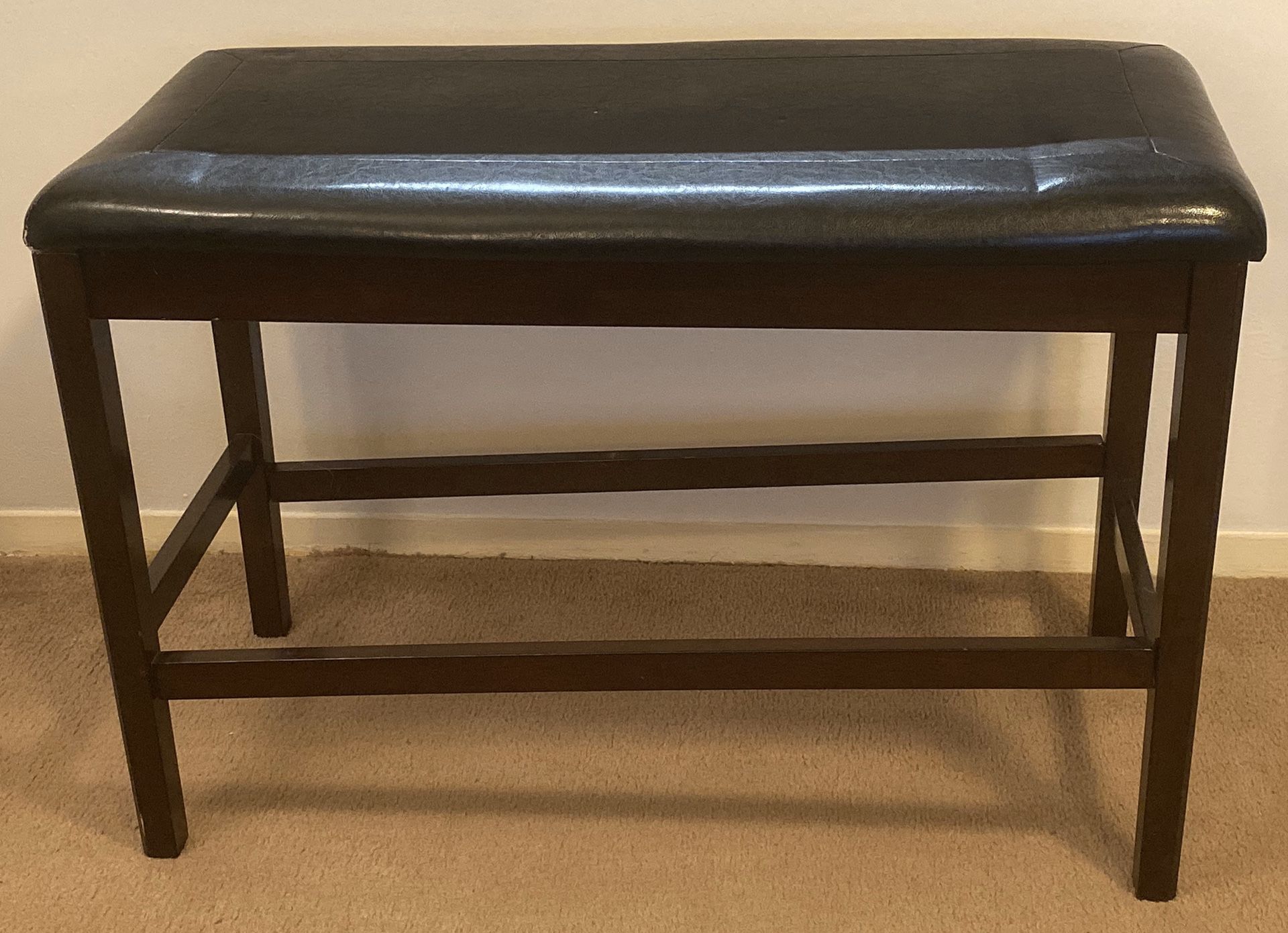 FAUX LEATHER WIDE ENTRYWAY ACCENT BENCH STOOL