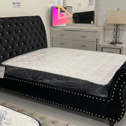 🔥🔥Hot Sale🔥🔥 Queen Size Black Platform Bed 👍in Stock💧Starting at $91/mo 