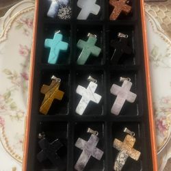 Stone Cross Pendants 12 Different Colors 