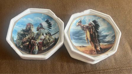 Vintage Franklin Mint Native American Collector Plates - Set of 2 (With Original Styrofoam)