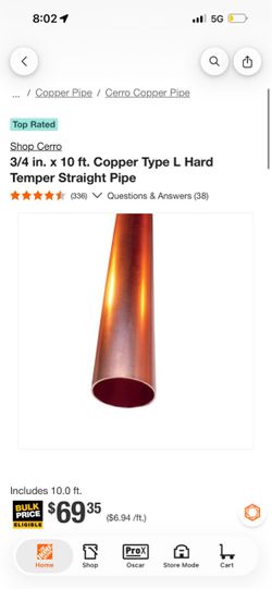 Cerro 3/4 in. x 10 ft. Copper Type L Pipe
