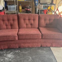 Vintage Red Tweed Sofa
