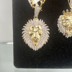 14KT TT CZ LION PENDANT 
