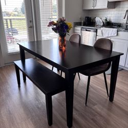 4-Piece Dining Set - Table, 2 Chairs, and Bench