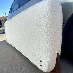 New Mid Century Modern Style White Boucle King Low Profile Headboard