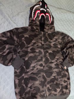 Black bape camo zip up double hoodie