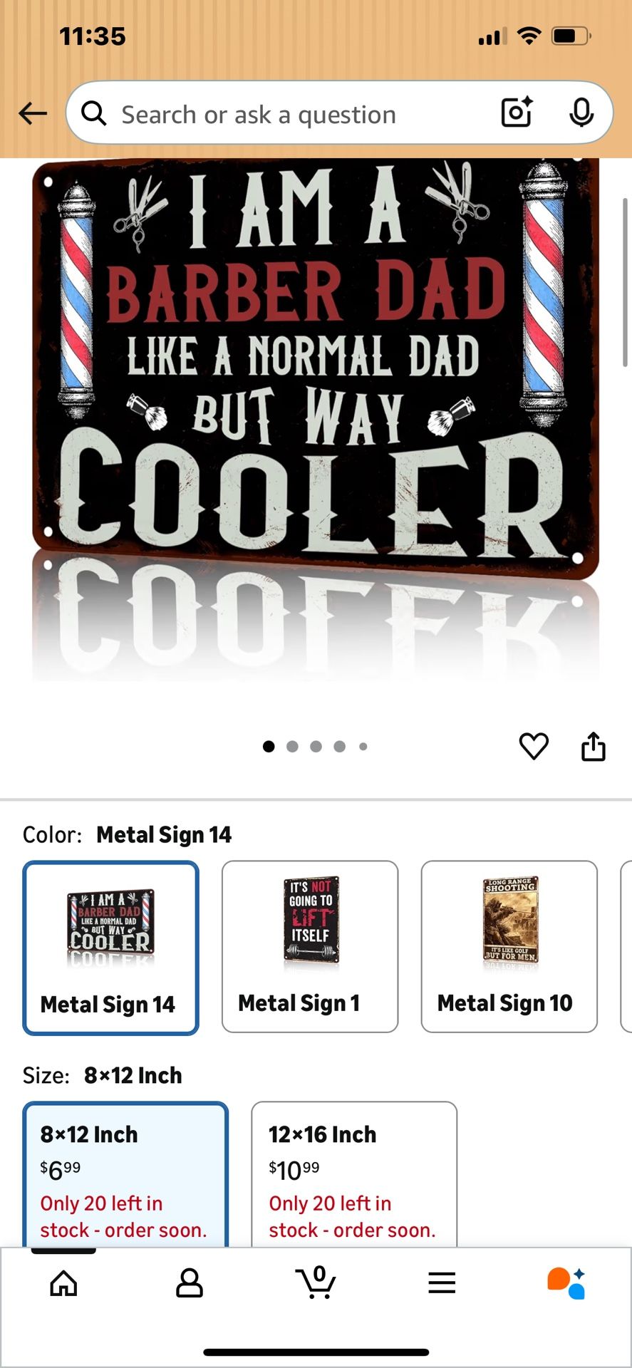 Metal Barber Dad sign