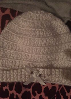 White crochet baby hat/and pink baby hat