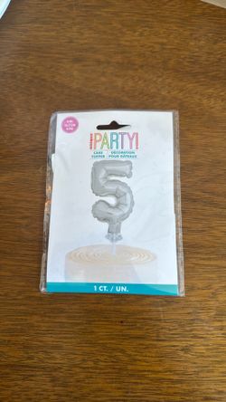 New In Package Unique Party Air Filled Silver Number 5 Cake Topper Balloon Party Decoration