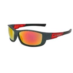 Unisex Xloop Mirrored Black Carbon Fiber Print Red Sunglasses 