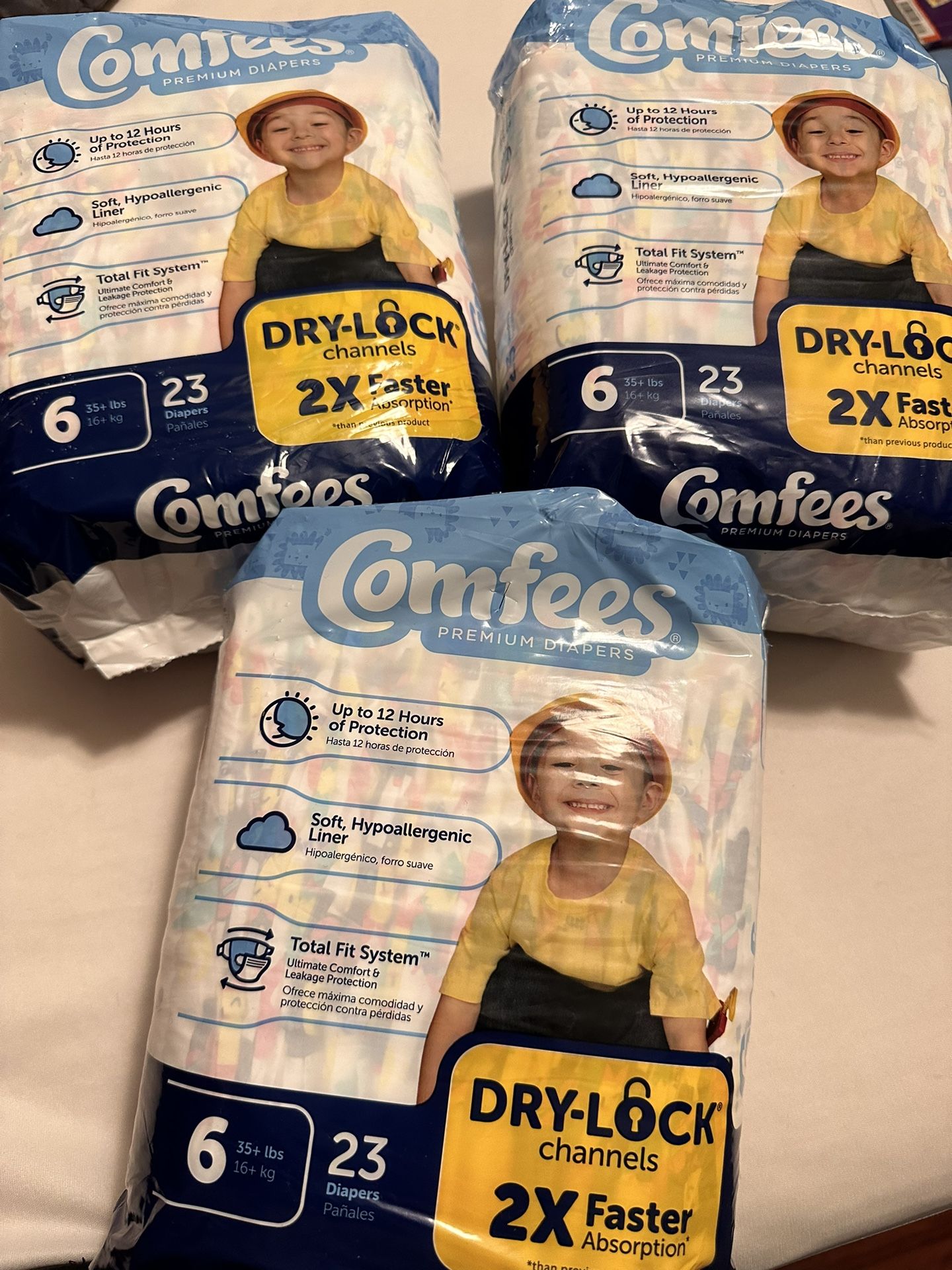 Diapers Comfees size 6 All 4Pckg For $12