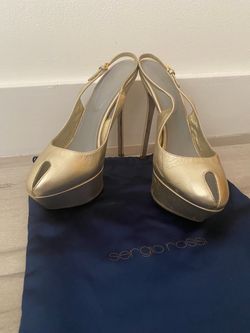 Sergio Rossi Gold Platform Slingback Heels