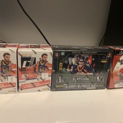 2 NBA Donruss Blaster, 1 NFL playbook, 1 Nfl leaf