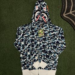 Bape Zip Up Hoodie Blue