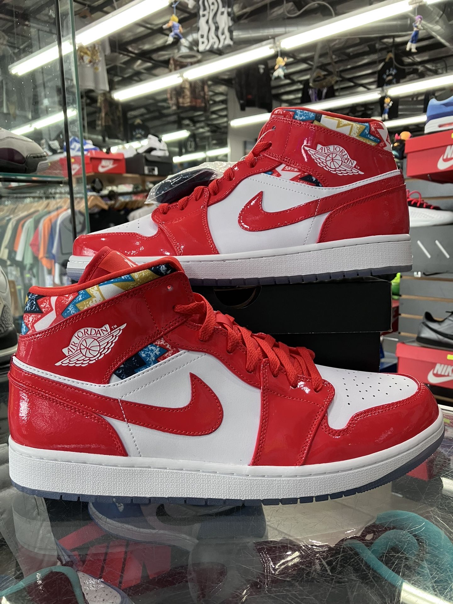 Air Jordan 1 Mid Barcelona Sweater Red Patent