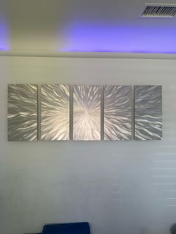 Brushed Aluminum Metal Wall Art Set – 60” x 24”